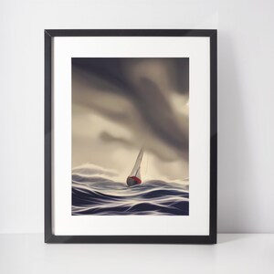 Stormy Sail - Modern Digital Print Downloadable - Print at Home Art