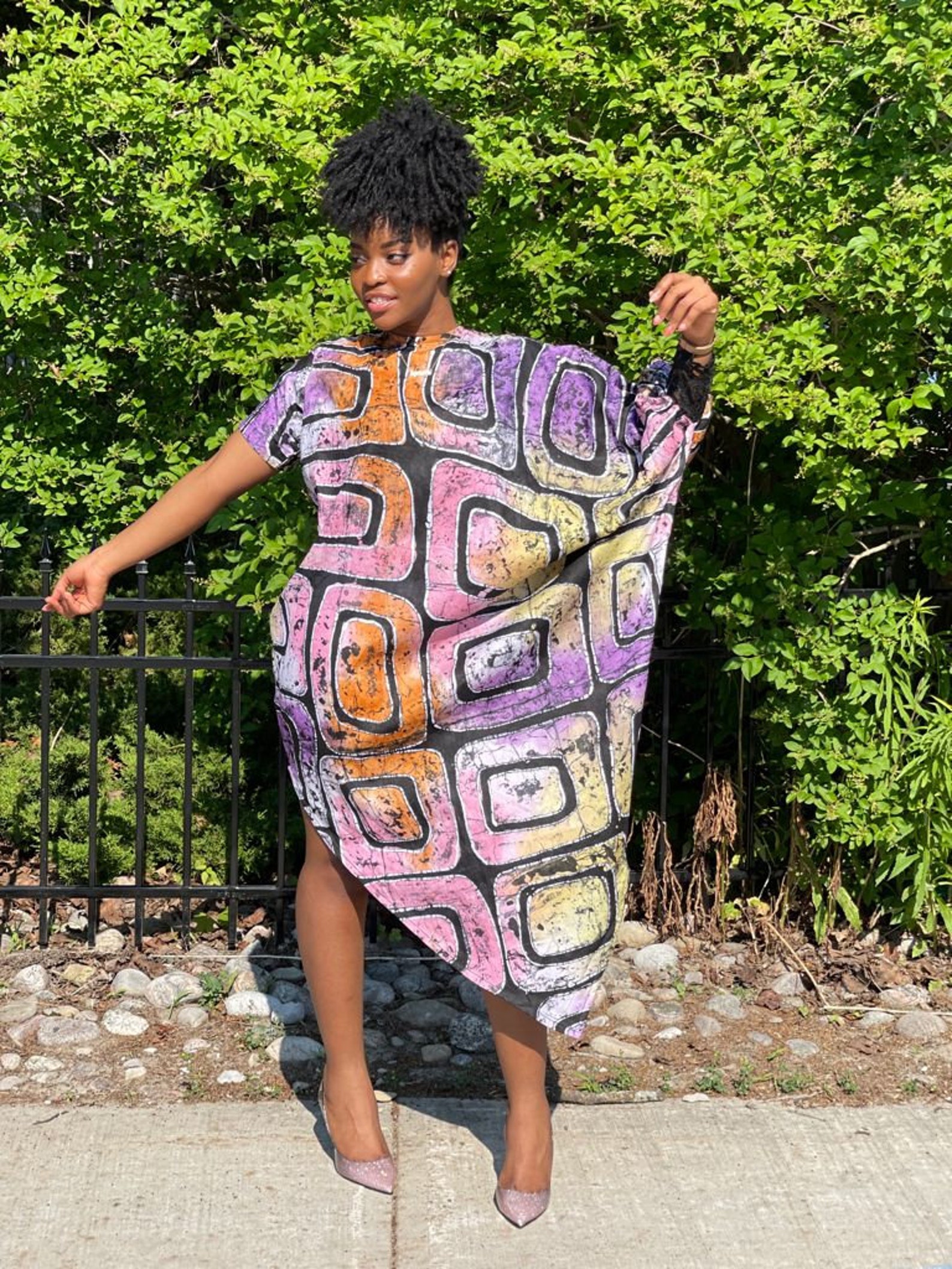 Multicolour handcrafted tie and dyed summer dress. African Etsy