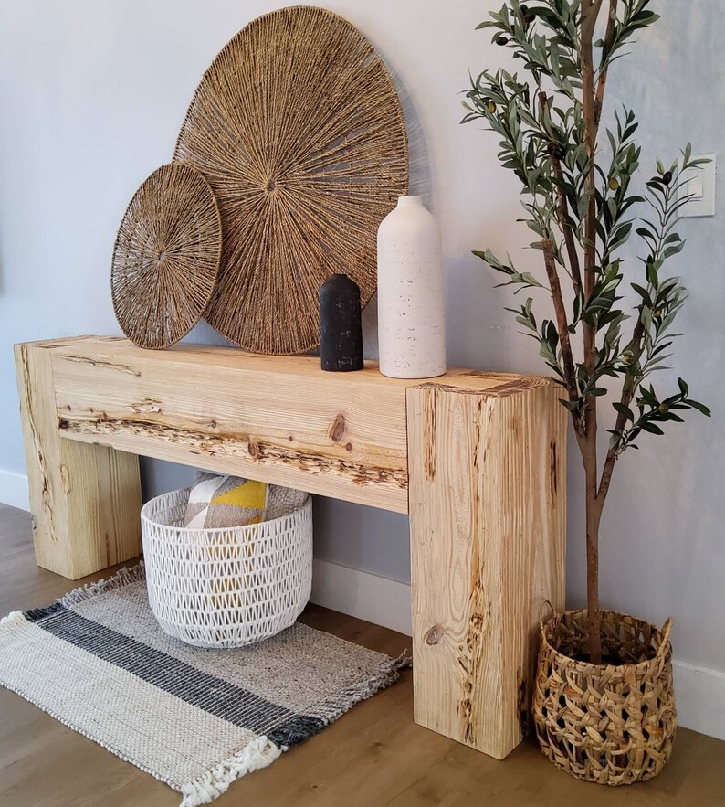 Modern Rustic Console Table Natural Etsy
