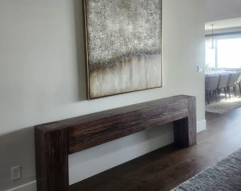 Modern Rustic Console Table, Real Wood Entryway Table, Premium Sofa Table - Rich Walnut Finish