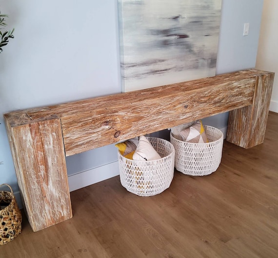 Modern Rustic Console Table Coastal Whitewash Etsy UK