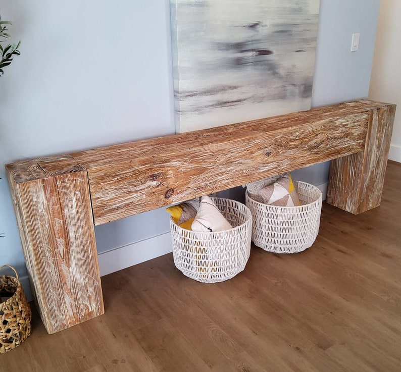 Modern Rustic Console Table Coastal Whitewash Etsy