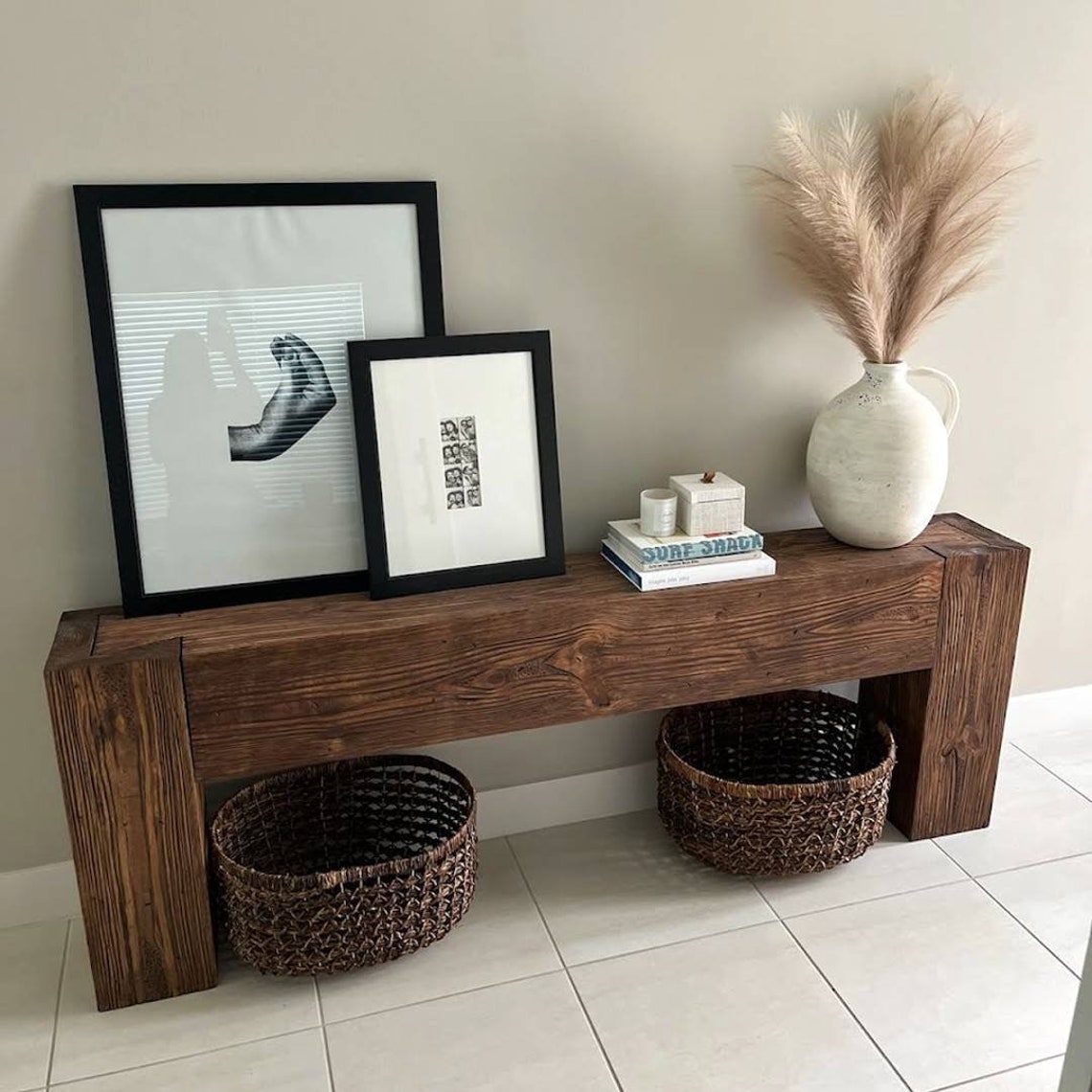 Modern Rustic Console Table Rich Walnut verified Etsy Seller - Etsy