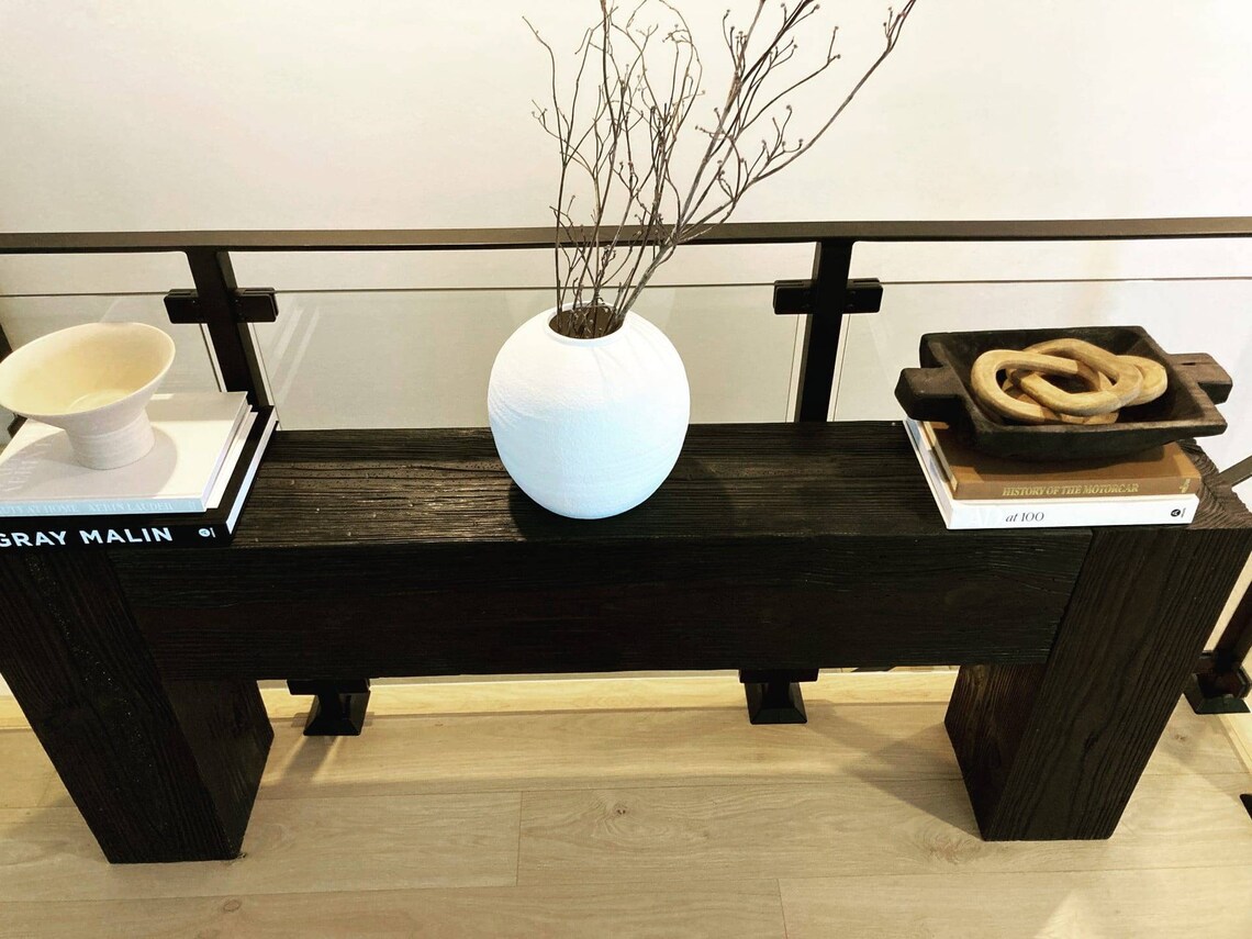 Modern Rustic Console Table Black Espresso verified Etsy Etsy