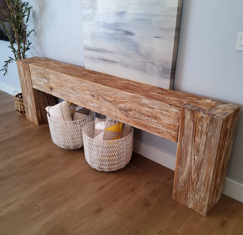 Modern Rustic Console Table Coastal Whitewash Etsy
