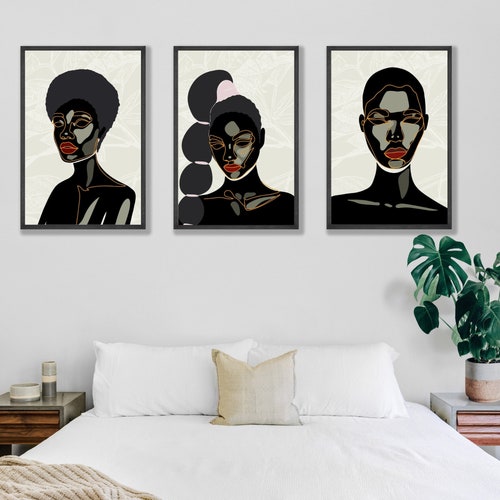 Contemporary African American Art Set of 3 Prints. Three Peace - Etsy