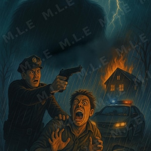Bigfoot Cryptid Horror Poster – Scary Monster Art Print | 11x17 Rainy Forest Attack Scene | Cryptozoology Wall Decor