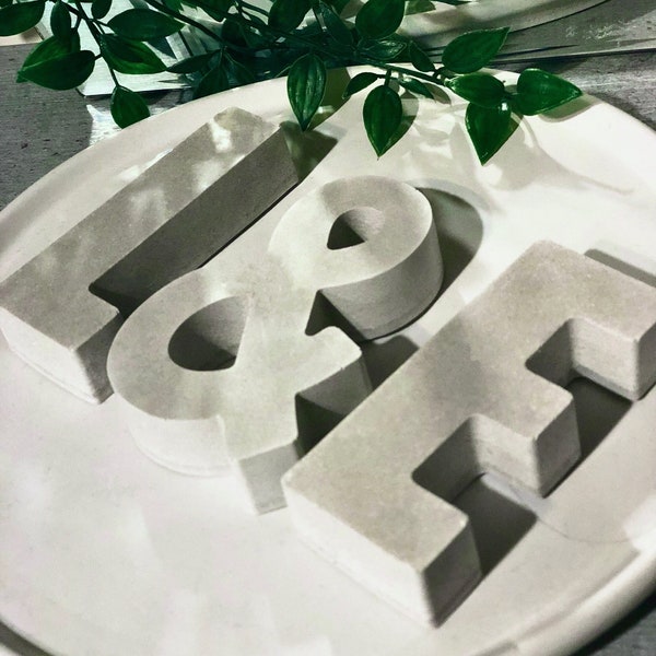 Initials Set | Eco-friendly, sustainable concrete home decor | Customisable letters set | Couples Valentines gift