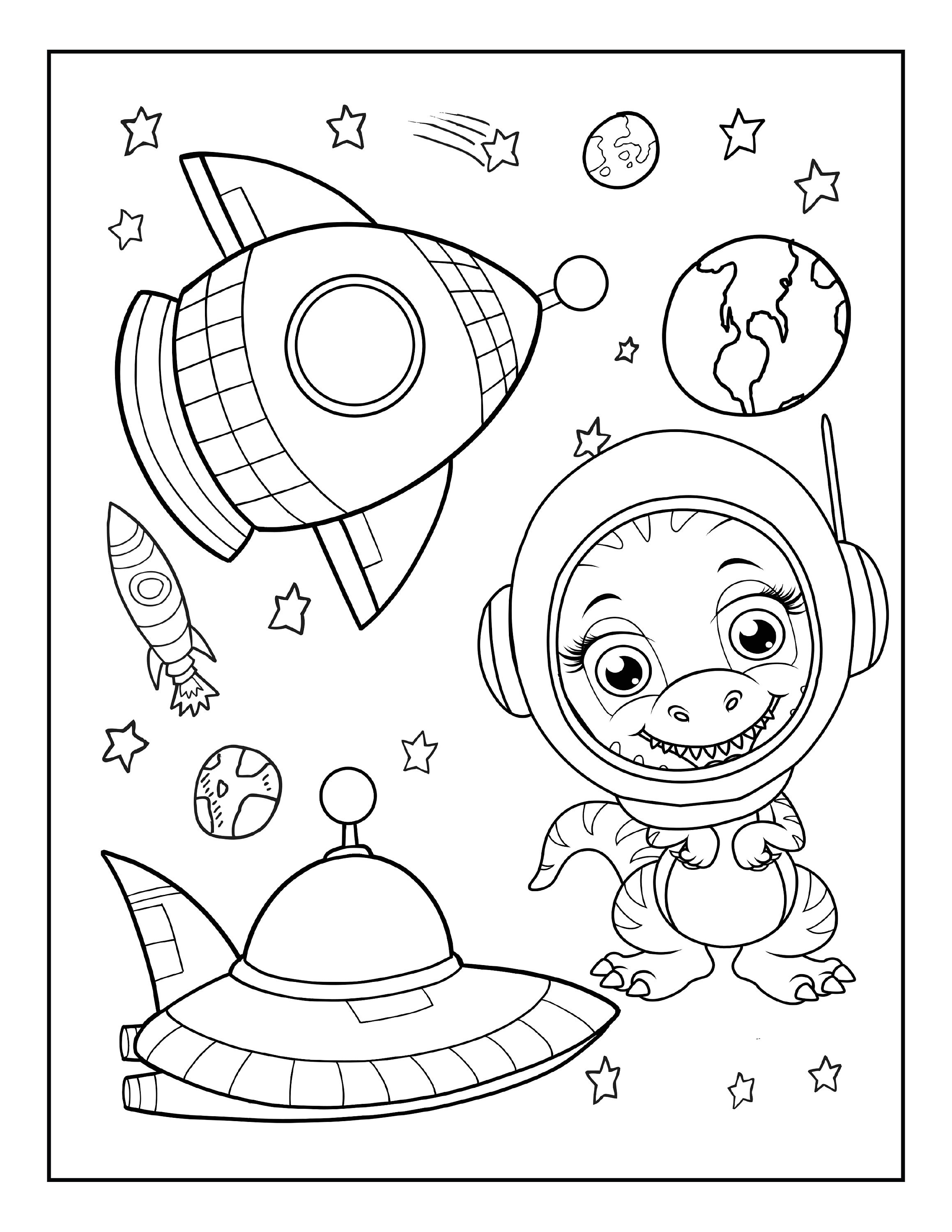 Coloring Pages Space Party Decorations