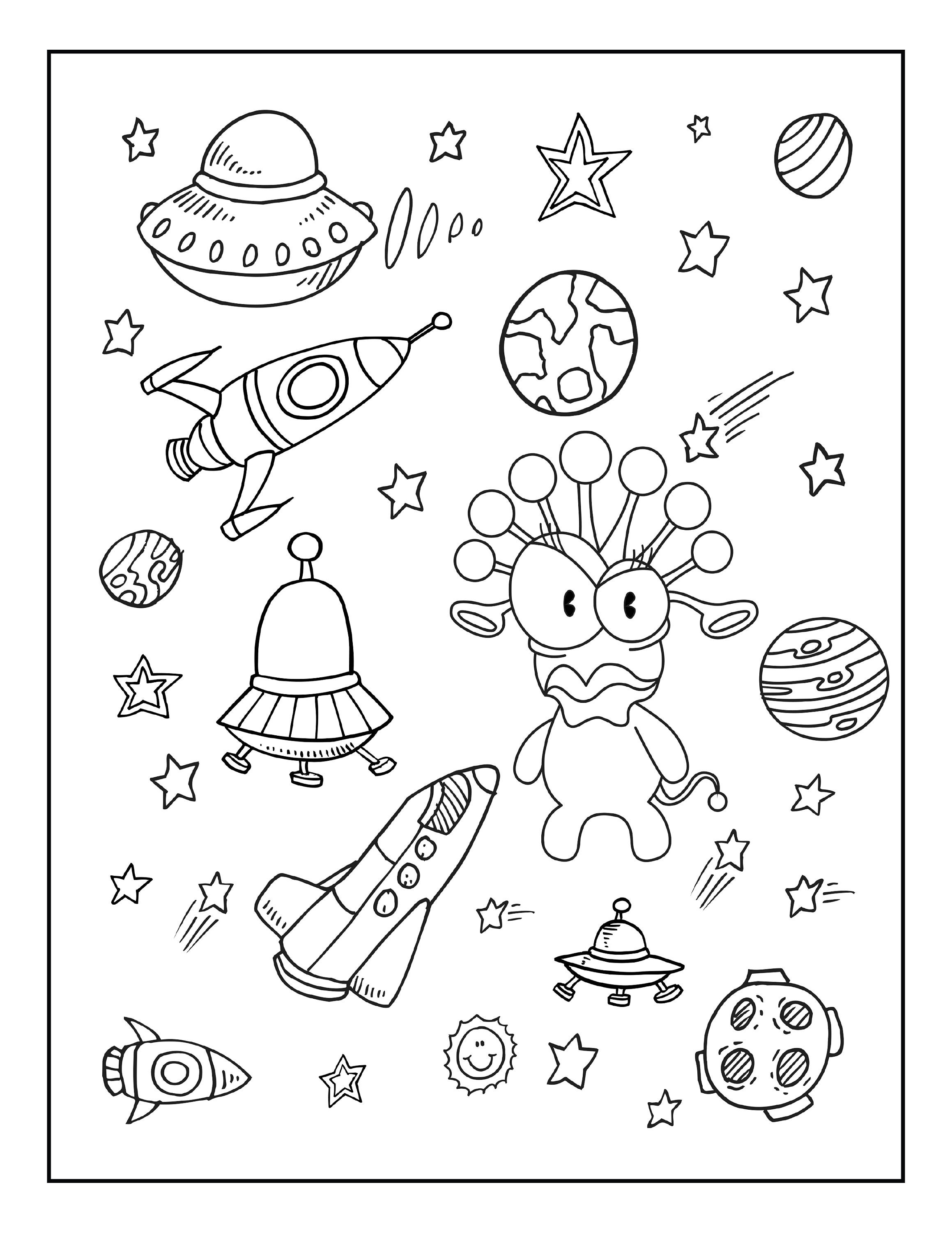 Digital Download Space Fun Coloring Pages / 10 Pages / Party - Etsy