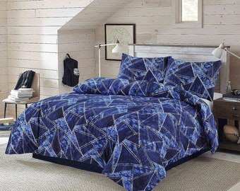 Jaxon Geometric Triangles Reversible Easy Care Printed Duvet Cover Bedding Set