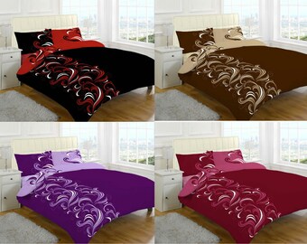 4 Pcs Jacob Swirl Panel Complete Duvet Cover Set With Valance Sheet & Pillowcase