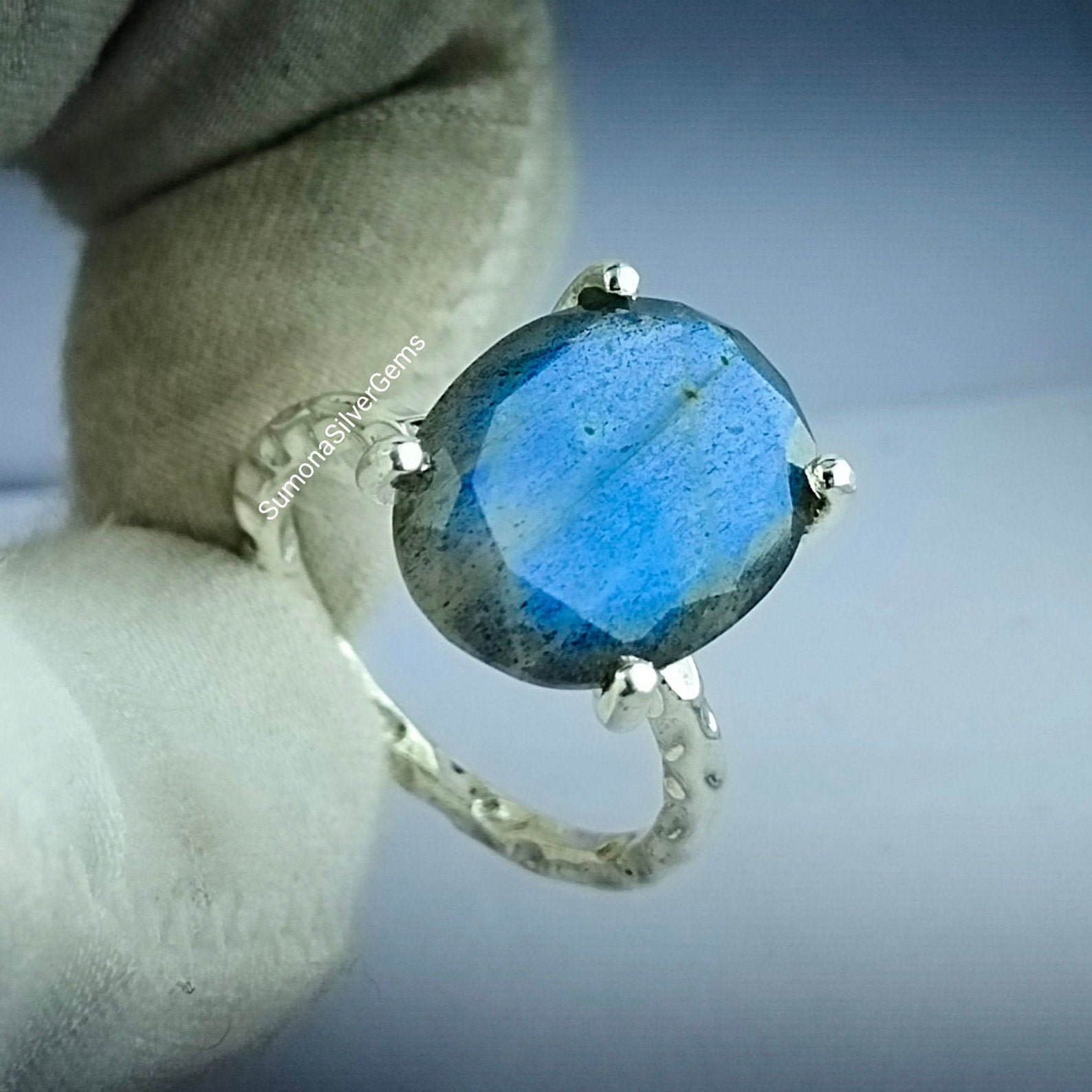 Labradorit Ring Sterling Silber Labradorit Ring Gehämmert Etsy.de