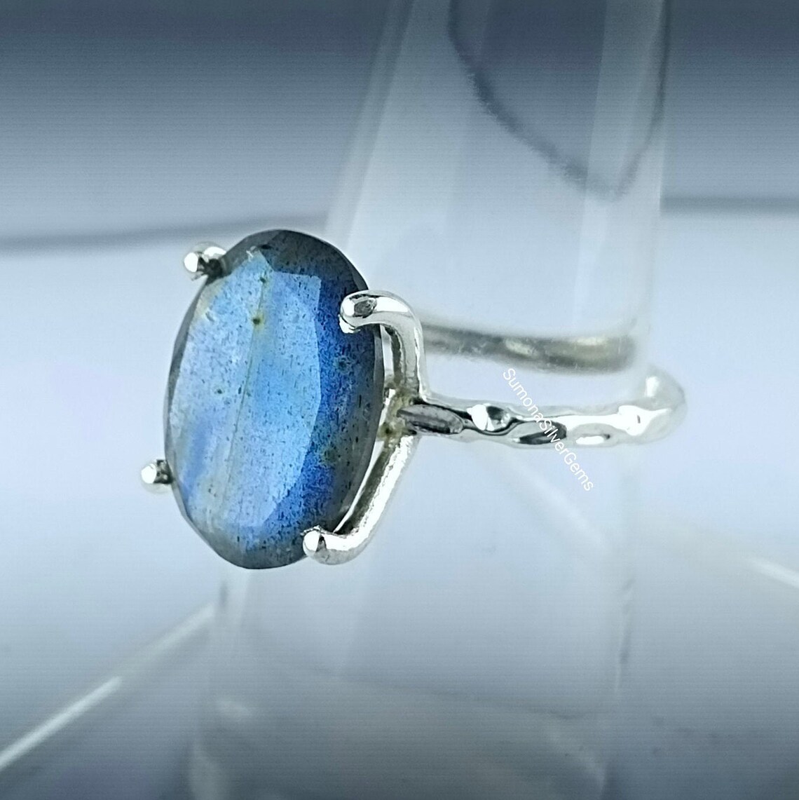 Labradorit Ring Sterling Silber Labradorit Ring Gehämmert Etsy.de