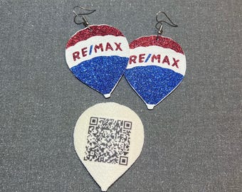 Boucles d'oreilles RE/MAX avec code QR personnalisé | Butin pour agent immobilier | Marketing immobilier | Boucles d'oreilles tendance pour agents | Bling pour agent immobilier
