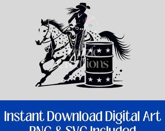 Course de barils Appaloosa Silhouette SVG et PNG | Cowgirl et cheval en téléchargement numérique | Appaloosa Barrel Racer | Téléchargement instantané