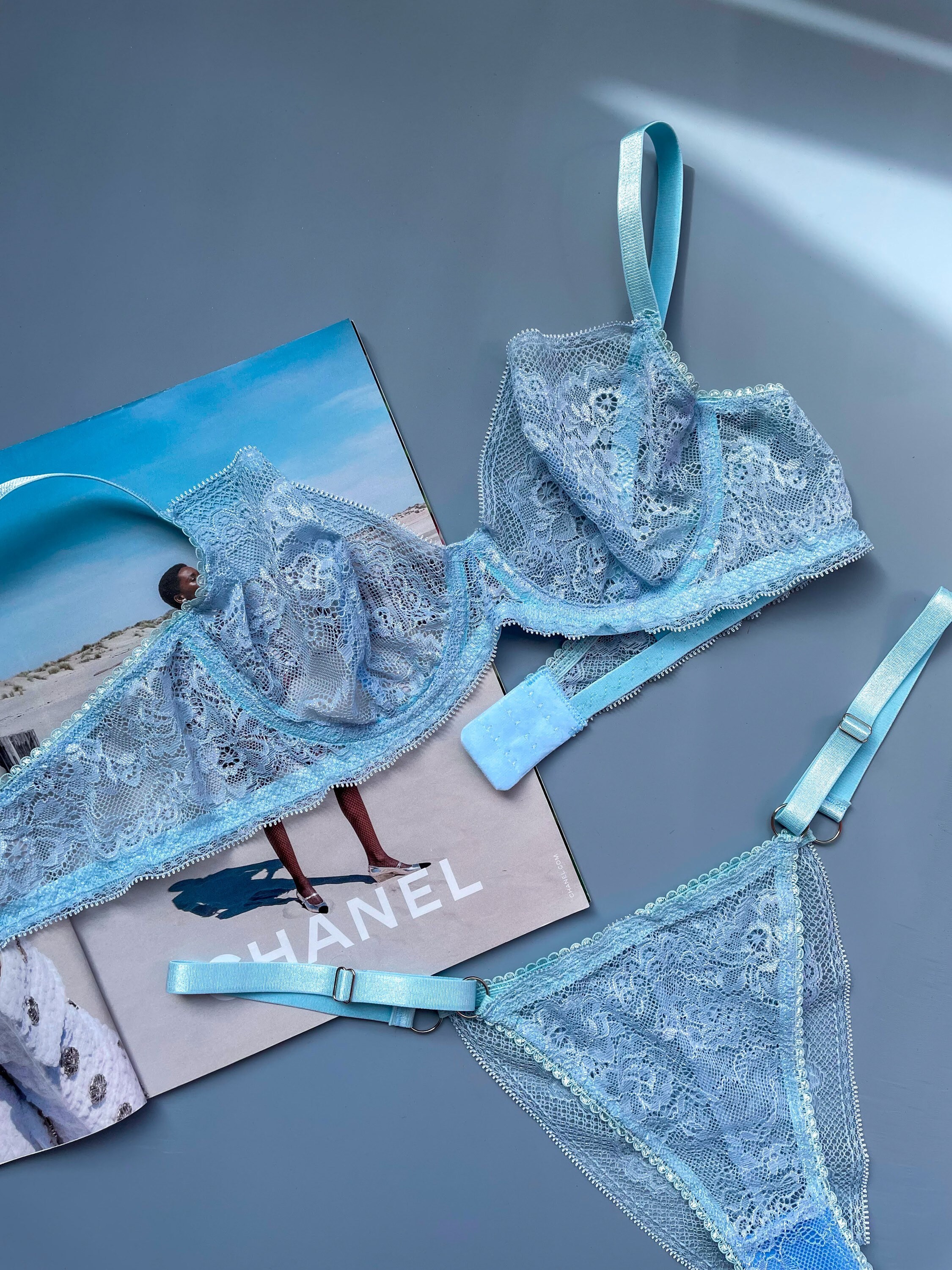 Sexy Lingerie for Women Blue, Lingerie Set, Strap, Gift for Her, Luxury  Lingerie - Etsy