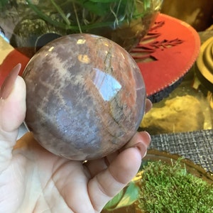 Rare Top Grade 76.2mm Flashy Peach Moonstone sphere from Brazil