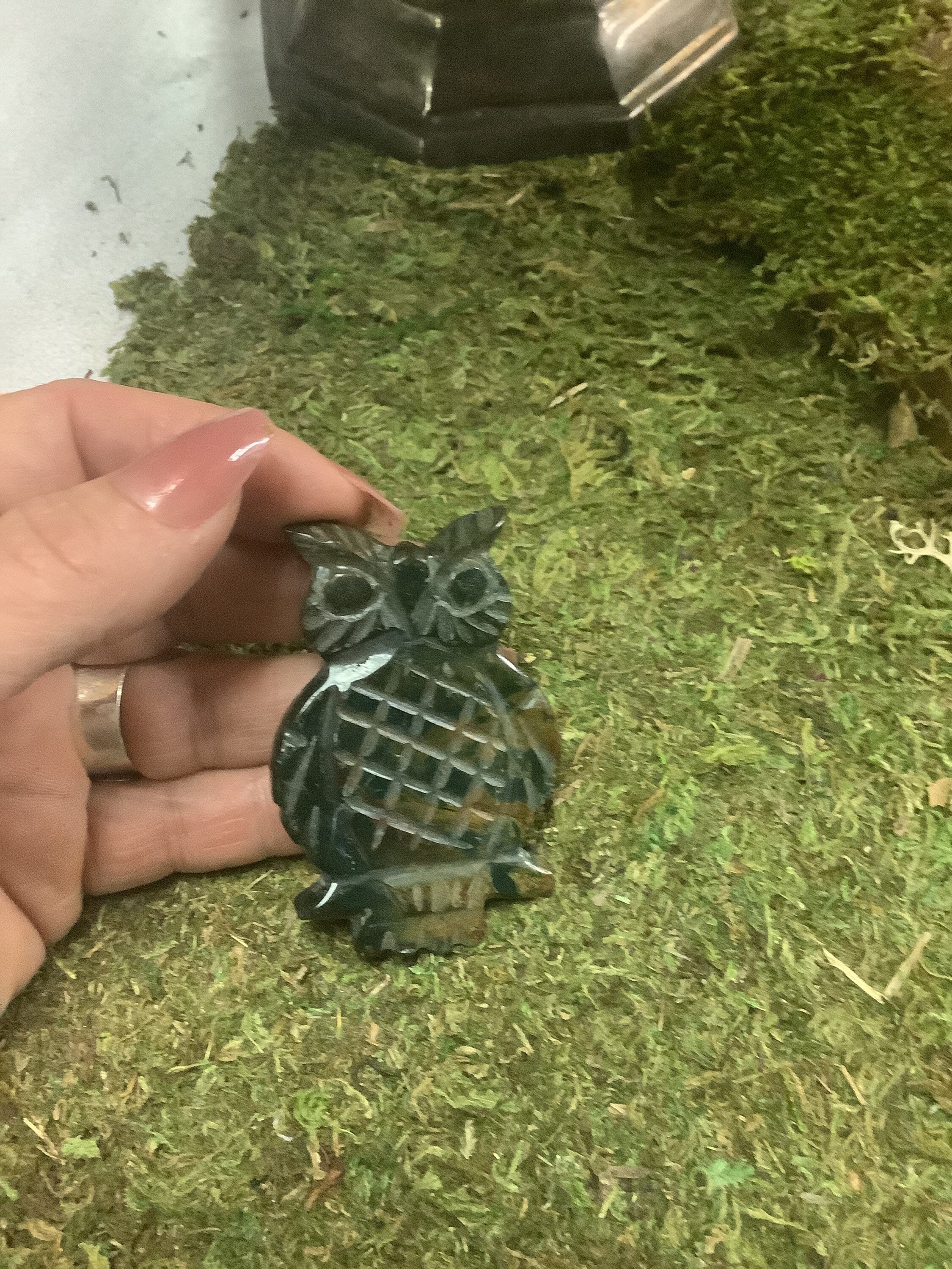 Bloodstone Owl carving from Indonesia