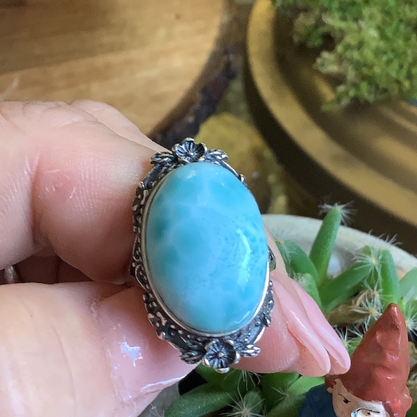 Larimar 925 SS. Adjustable ring from the Dominican Republic.