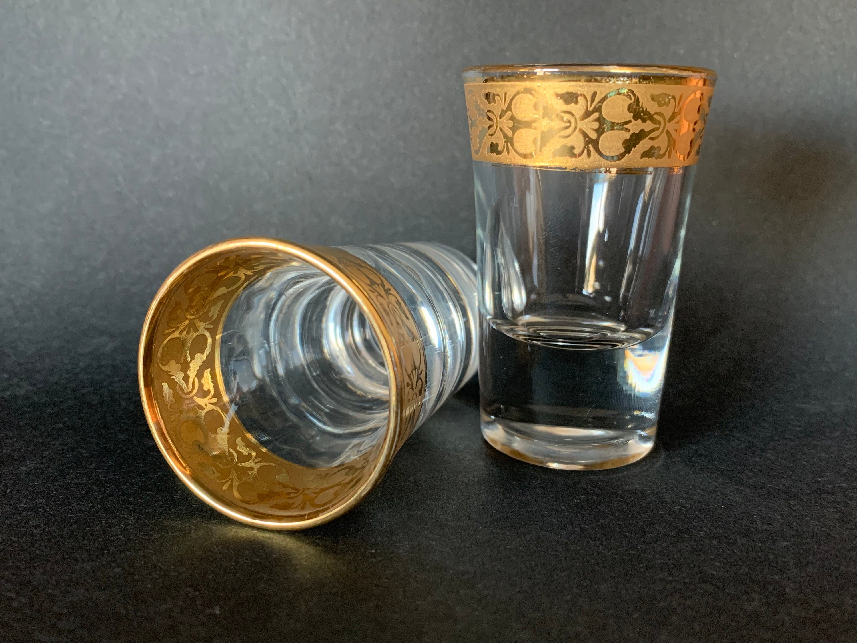 Gold Rimmed Shot Glasses MCM Set of 2 Etsy
