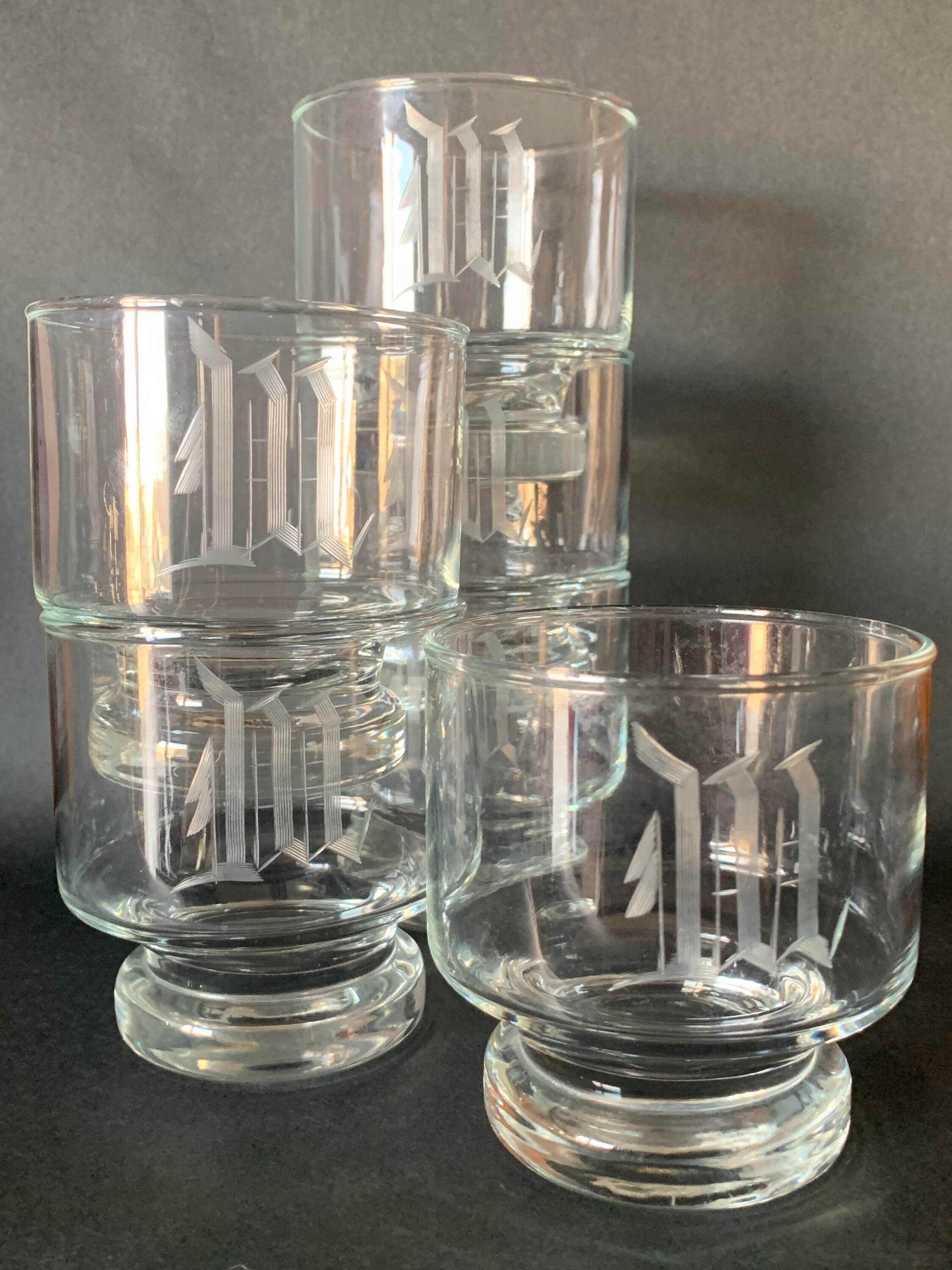 Vintage Etched Rocks Glasses m Set of 6 Heavy Etsy