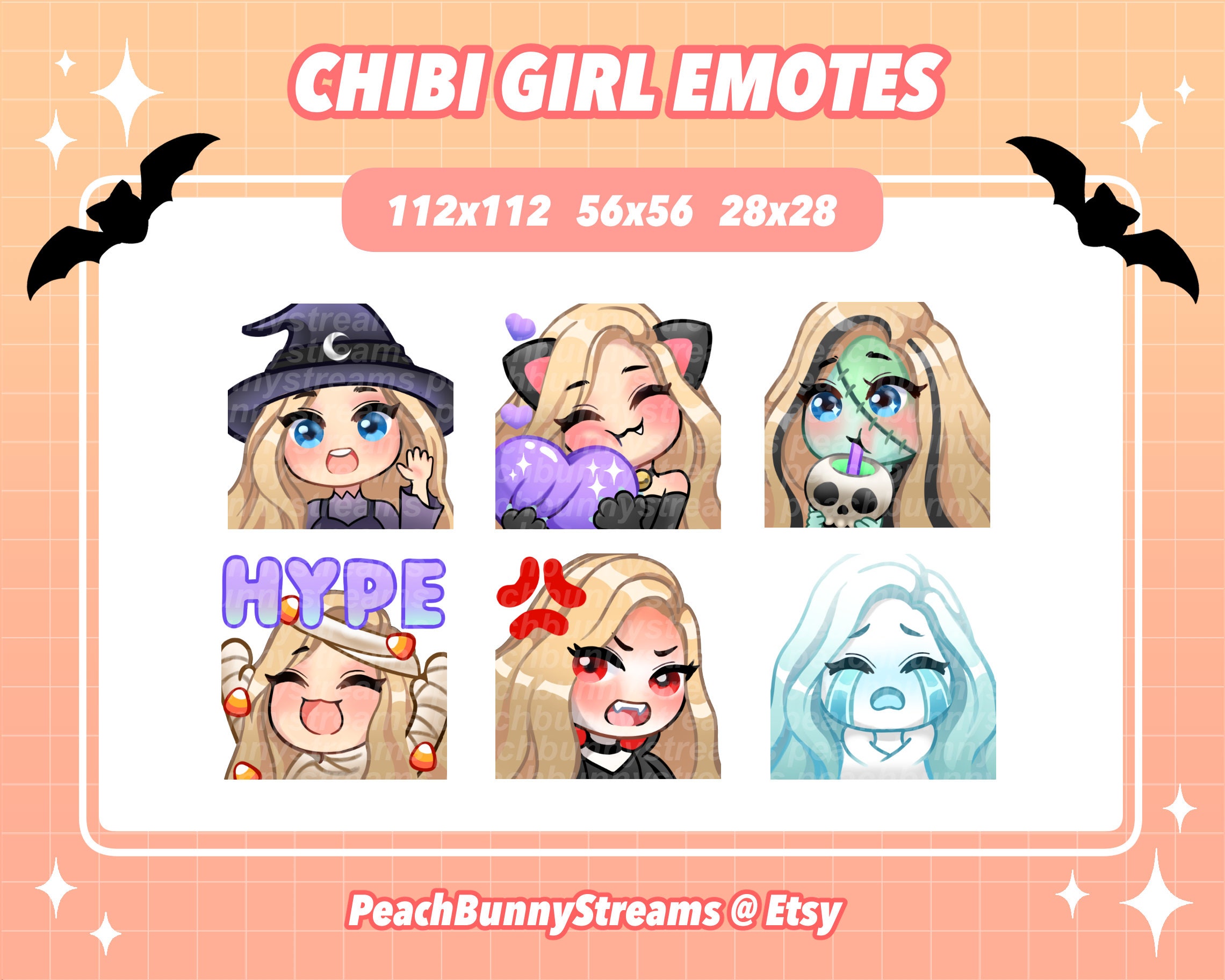 Twitch Blonde hair chibi girl emotes / Blue eyes Girl chibi -  Portugal