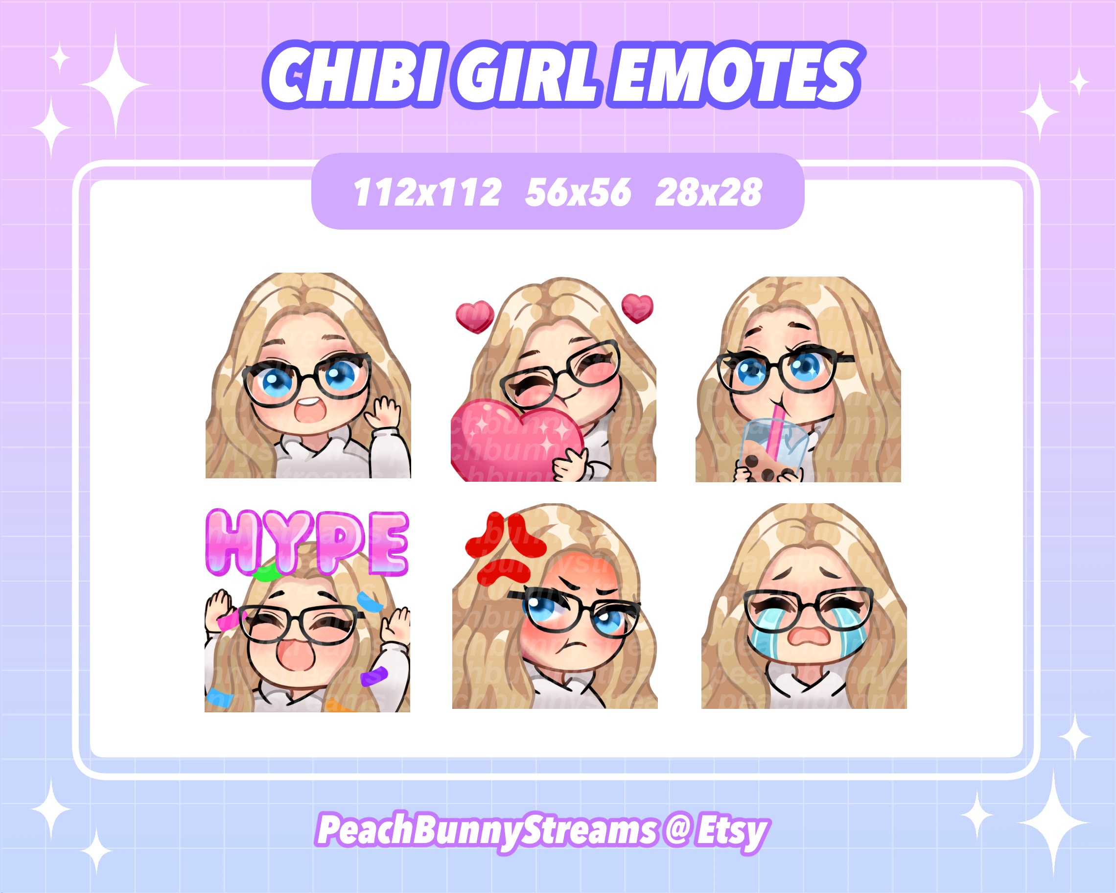 Twitch Blonde hair chibi girl emotes / Blue eyes Girl chibi -  Portugal