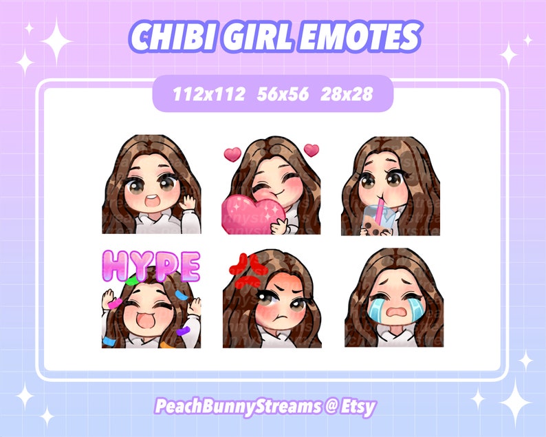 Cute Chibi Girl Twitch Discord Emote Pack Gaming Streaming - Etsy Canada