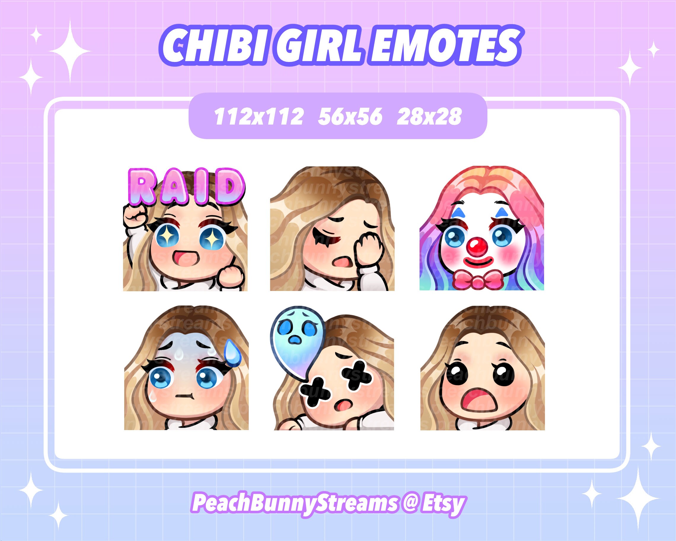 Twitch Blonde hair chibi girl emotes / Blue eyes Girl chibi -  Portugal