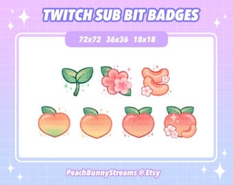 Peach Twitch Sub Bit Cheer Badges | Blossom Fruit | Streamer | Stream | Cute Kawaii | Youtube