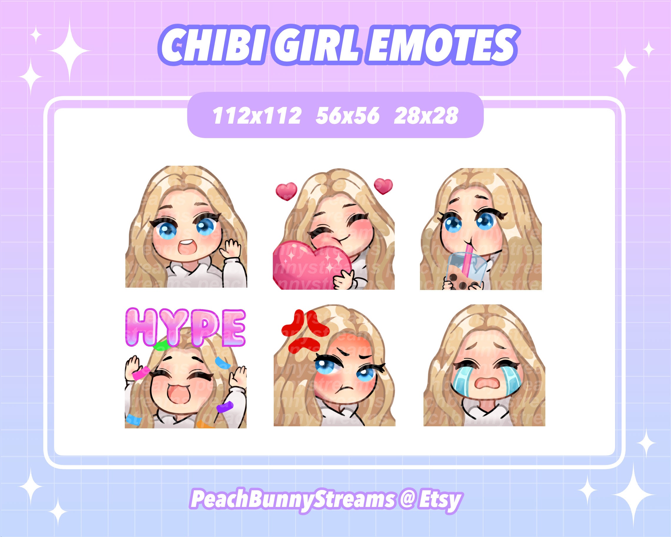 Twitch Blonde hair chibi girl emotes / Blue eyes Girl chibi -  Portugal