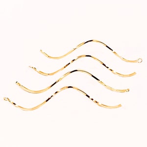 14k gold filled wavy curved wire charms, spiral pendant, dangle drop charm, wave connector, swirl with loop, earring findings, supplies