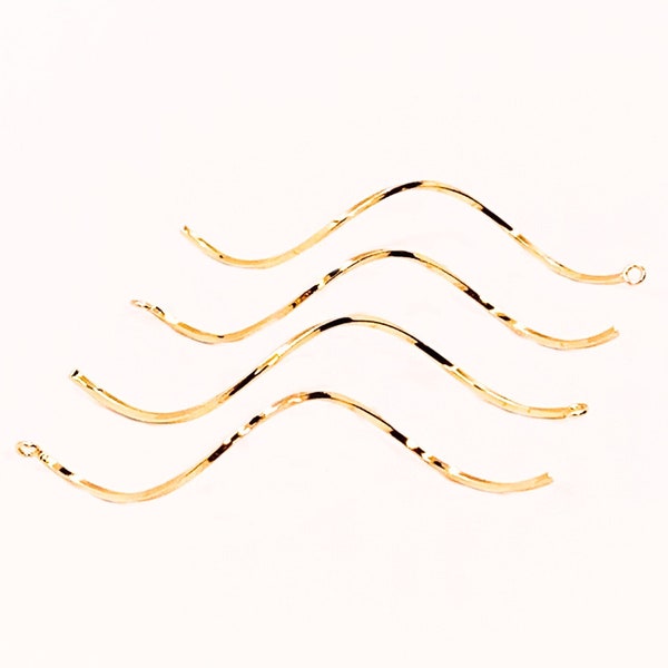 14k gold filled wavy curved wire charms, spiral pendant, dangle drop charm, wave connector, swirl with loop, earring findings, supplies