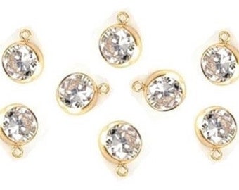 14k gold filled, 4, 5, or 6 bezel cut CZ charm pendants, Jewelry Findings, DIY Jewelry Supplies