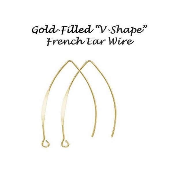 14k Gold-Filled “V-Shape” French Ear Wire, Earring Findings, Jewelry Making Supplies