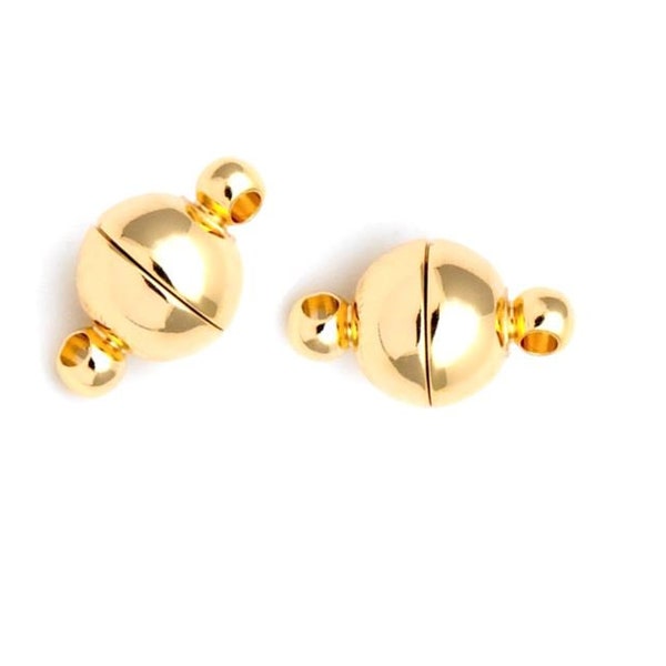 2-20 Pieces - 14k gold filled round magnetic clasp closure for DIY Jewelry Making, jewelry findings, jewelry clasps