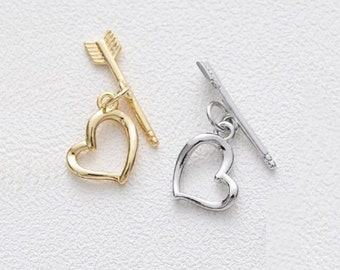 Heart Toggle Clasp, 14k Gold Plated