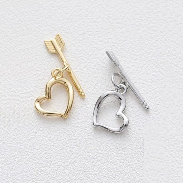 Heart Toggle Clasp, 14k Gold Plated