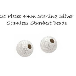 20 PCS 4mm Round Seamless Stardust Beads, Sterling Silver, Jewelry Making Supplies, Jewelry DIY Findings