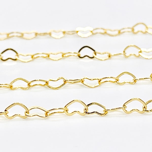 3mm Heart Chain by the foot, 14 Gold Filled, Bulk Chain, Jewelry Findings (11A)