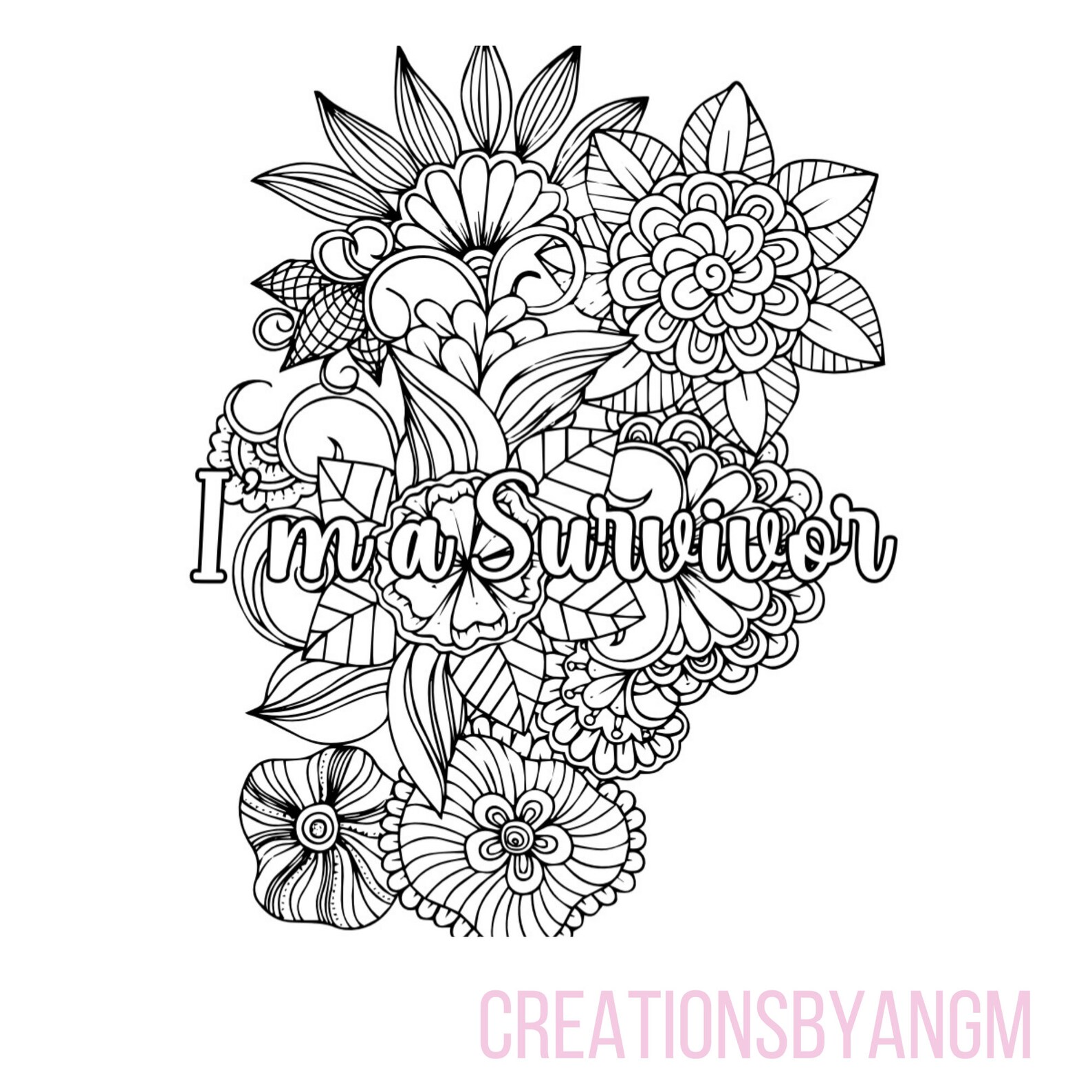 I Am Survivor Adult Coloring Pages Faith Coloring Sheets - Etsy