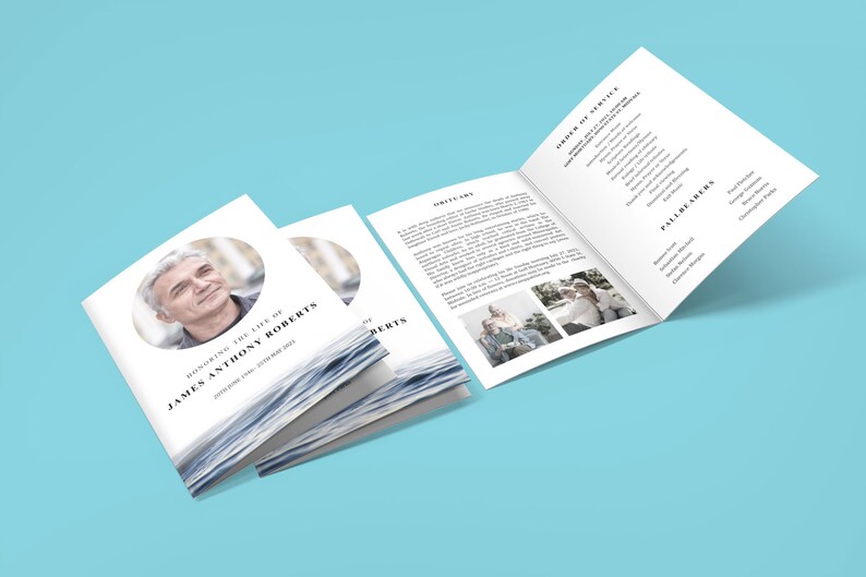 Funeral Program Template Powerpoint Design 4 Page Program Etsy