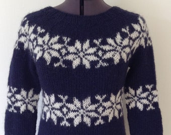 Sarah Lund hand made sweater - knitted from Icelandic wool - lettoppi - and with the famous traditional Pattern from the  Faroe Islands