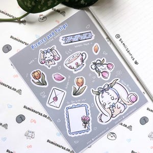 Tulipe mignonne a feuilles d'autocollants | Stickers lapins kawaii | Stickers printaniers | Stickers Bullet Journaling