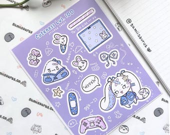 Cute Bunny Sticker Sheets | Kawaii Bunny Stickers | Gamer Girl | Bullet Journaling Stickers