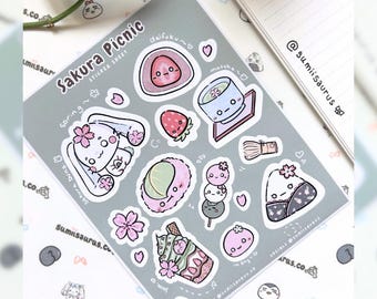 Cute Matcha Sticker Sheets | Kawaii Bunny Stickers | Cherry Blossom | Bullet Journaling Stickers