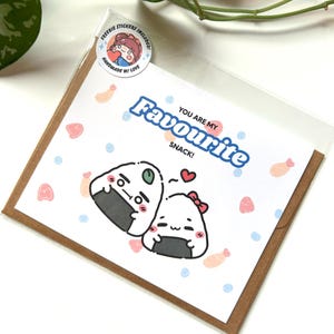 Cartes de voeux mignonnes d'onigiri | Carte de voeux kawaii | Carte de voeux vierge
