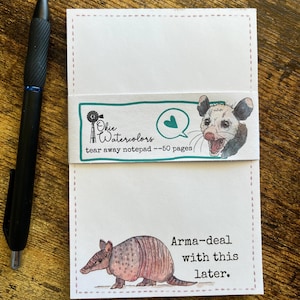 Funny Armadillo Notepad -50 Sheets, 4”x6”, Novelty Office Gift, Fun Office Supplies