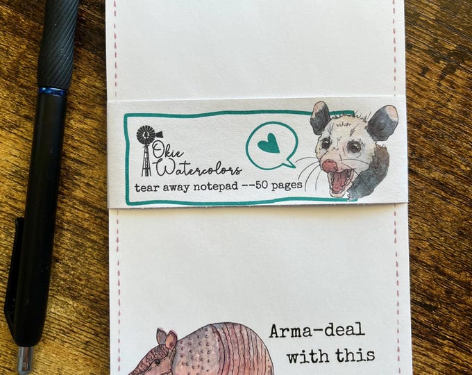 Funny Armadillo Notepad -50 Sheets, 4”x6”, Novelty Office Gift, Fun Office Supplies